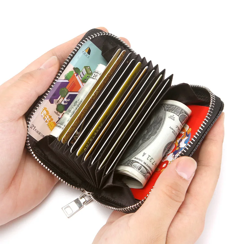 

Organ Cards Wallet RFID Anti Theft Slot Black Zipper Purse PU Business ID Credit Card Holder Bags Coin Purses Money Clip Pouch