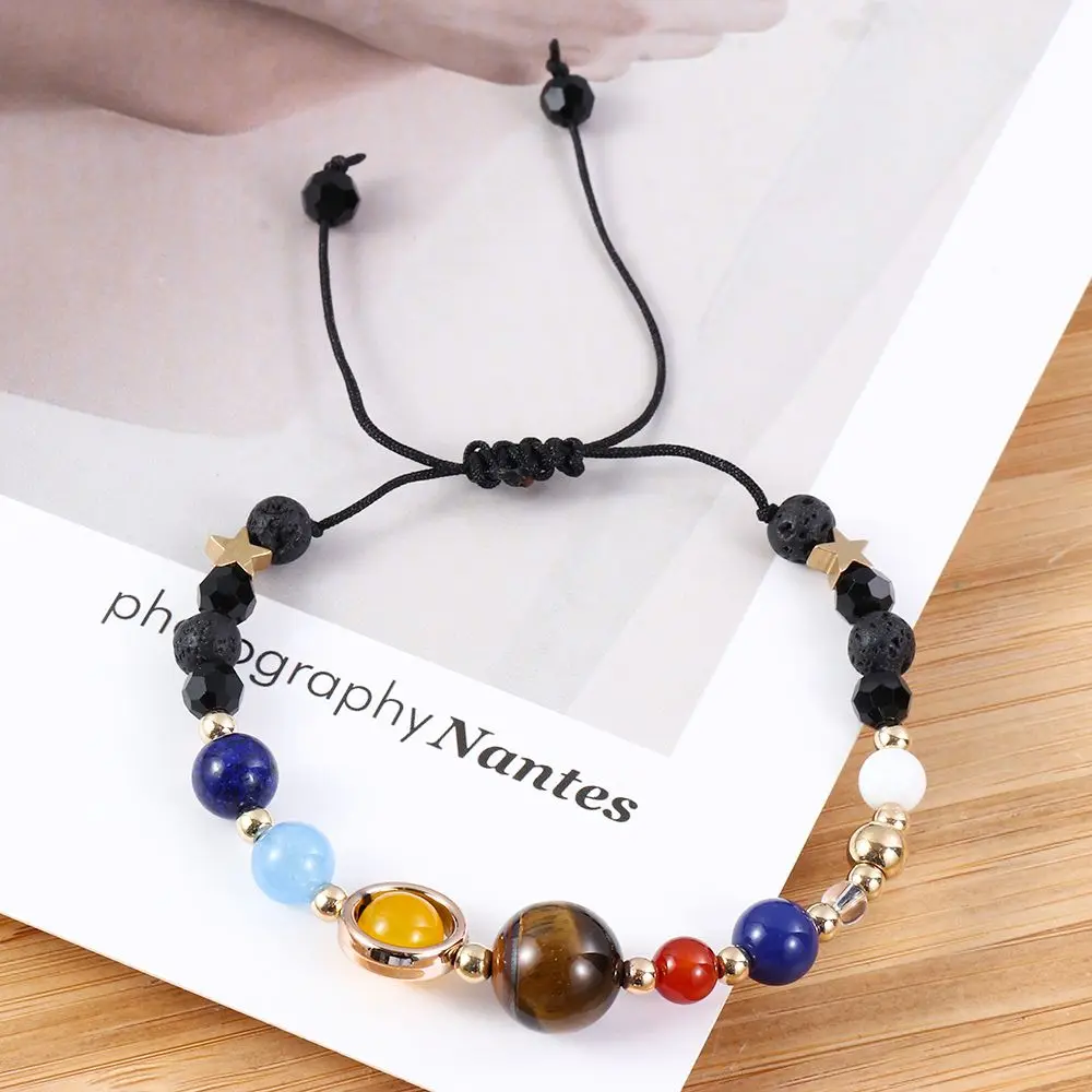 

Energy Stone Fashion Jewelry Natural Crystal Beaded Bracelets Solar System Bracelet Planetary Bracelet Cuff Bangles