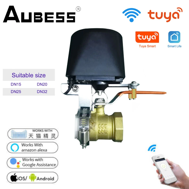 

Wi-Fi водяной клапан Tuya Smartlife с автоматическим управлением, умный газовый клапан с дистанционным управлением, контроль Vioce от Alexa Echo Google, газовы...