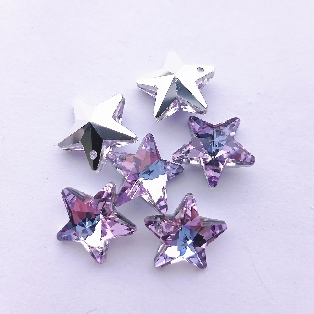 18MM Single Hole Glass Rhinestone Pendant Five Pointed Star Shape High Quality Crystal AB Gemstone for DIY Necklace Accessories images - 6