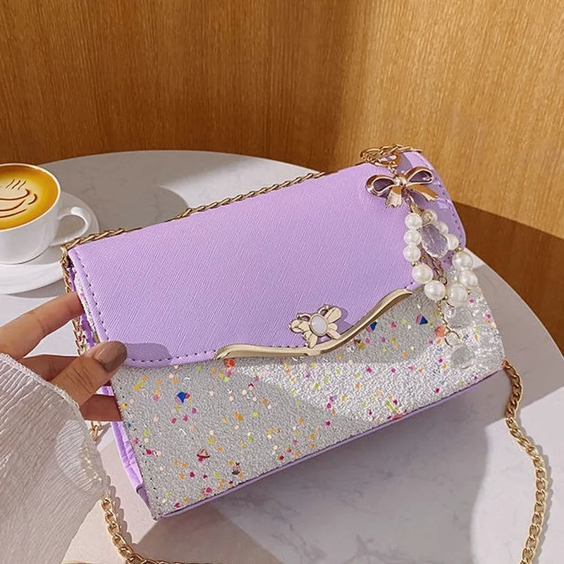 

MBTI Luxury Shoulder Bag Ladies 2022 Summer Korea Fashion Chain Versatile Sequin Crossbody Bag for Women with Free Shipping