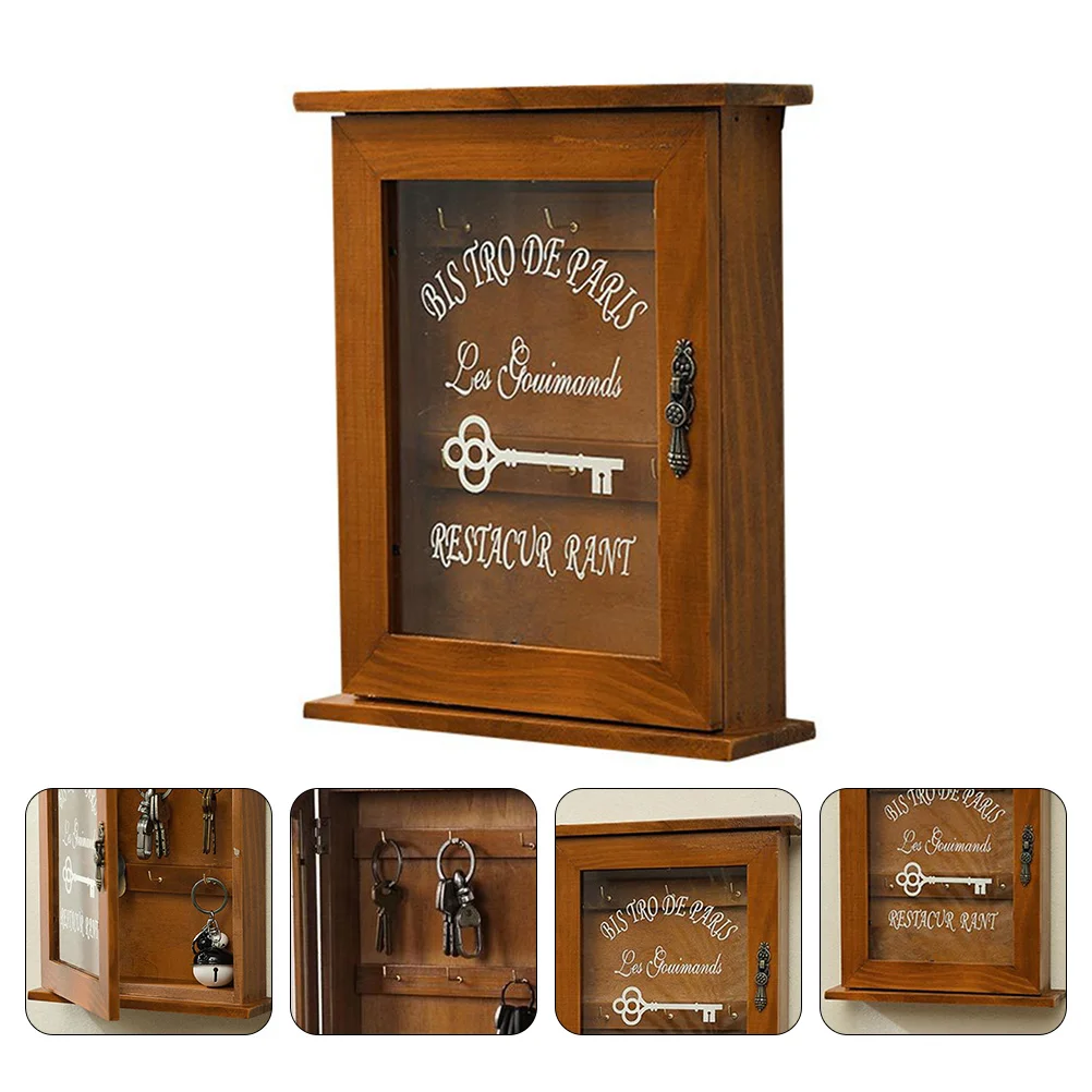 

Key Storage Box Wall-mounted Case Gateway Entry Door Adornment Retro Wooden Vintage Home