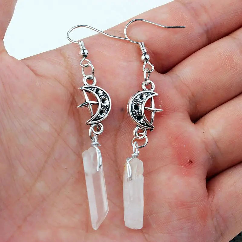 

Quartz Earrings Esoteric Witchy Alternative Romantic Gift Natural Stones Boho