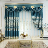 european high quality blue thickening blackout curtains for living room bedroom kitchen study room beige velvet valance curtain
