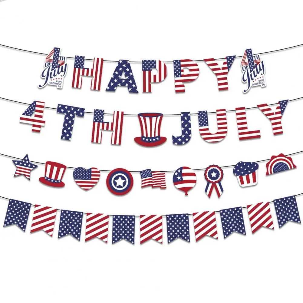 

Unique Easy to Hang Lightweight Independence Day Bunting Banner Decoration Non-Fading Independence Day Banner Party Supplies