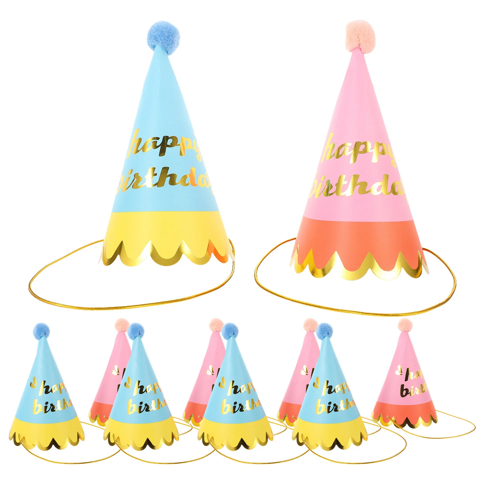 

10pcs Birthday Hats Birthday Party Headwear Birthday Party Cone Hats for Kids