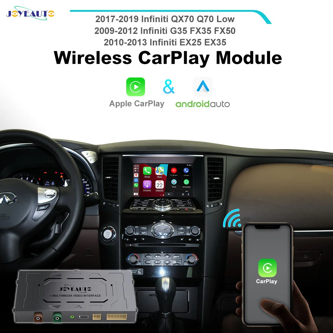 

JoyeAuto беспроводной Apple CarPlay Android авто для Infiniti FX35 EX35 G35 EX25 FX50 QX70 Q70 автомобильный игровой интерфейс Mirror-Link iOS16