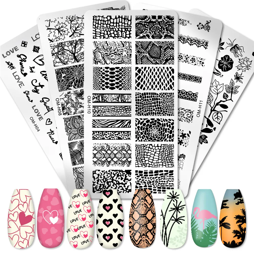 

Nail Stamping Plates Flower Leaves Love Nail Art Board Template Steel Geometric Printing Stencil Rectangular Printing Plate