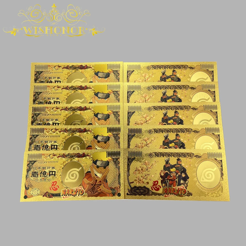 

14 видов конструкций Japan аниме-открытки Uzumaki мультяшная банкнота в позолоченном 24K для коллекции