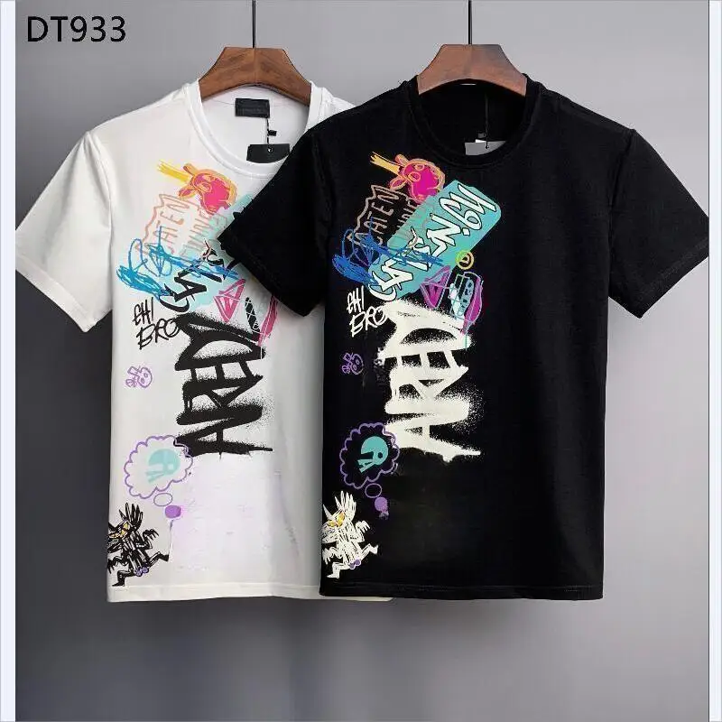 

New Men's Originality Letter Printing Stylish Cotton Summer Top Couple Outfit T Shirt for Men Italian DT933#