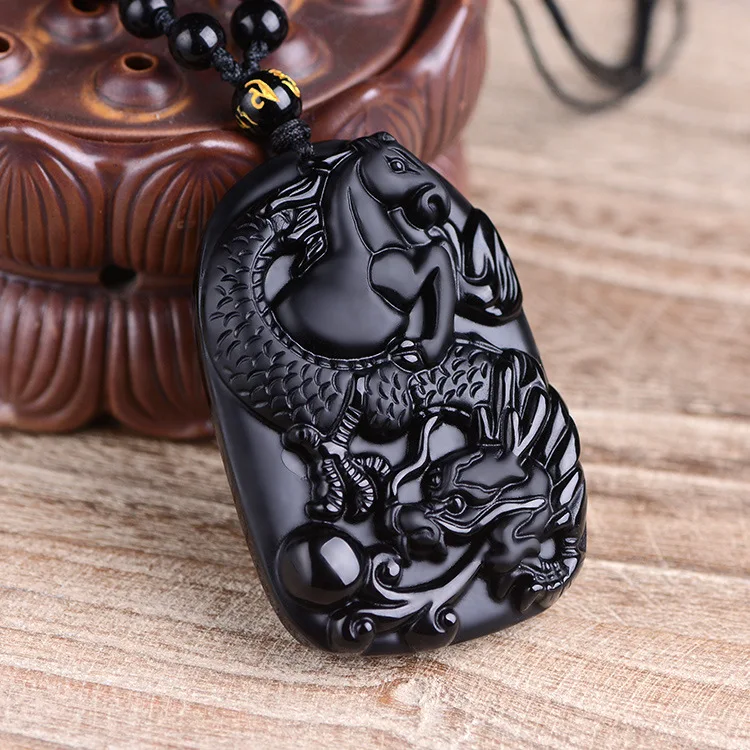 Прямая поставка китайская ручная работа натуральный черный обсидиановый резной