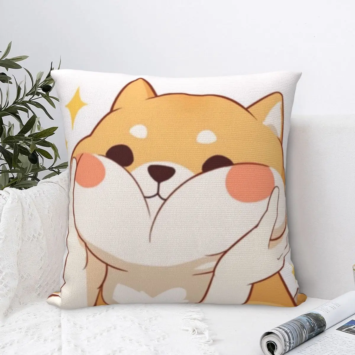 

Квадратная наволочка Kawaii Shiba Inu, наволочка для подушки, декоративная подушка, Полиэстеровая наволочка для домашнего дивана, гостиной