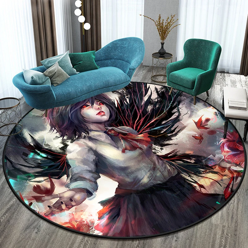 3D cartoon Tokyo Ghoul round carpet  living room mat Picnic yoga play mat floor mat  area rug Pet mat animation carpet decor