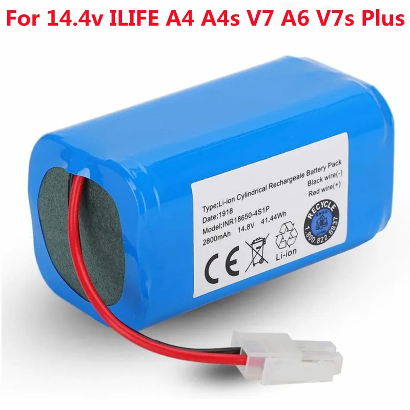 

NEW/14.8V 2600mah 3500mah Lithium Battery For 14.4v ILIFE A4 A4s V7 A6 V7s Plus Robot Vacuum Cleaner ILife 4S1P Full Capacity