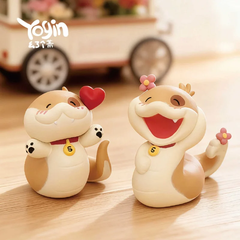 Фото Серия мини-фигурок Yogin Snake & Dog Blind Box — милый декор для рабочего стола, украшения для дома и офиса, коллекционные предметы, забавный подарок №3