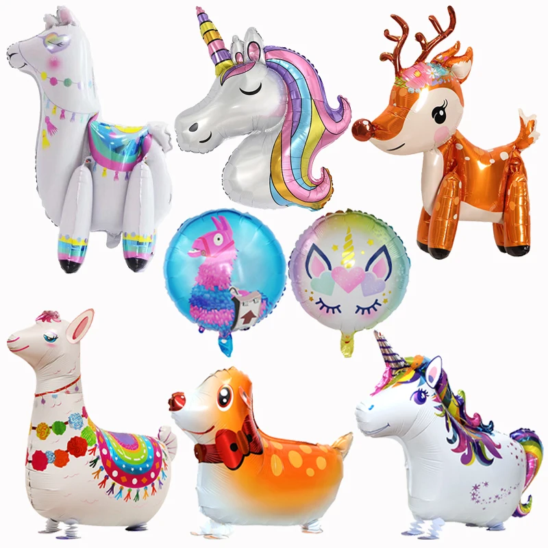 3D лось альпака медведь фольгированные воздушные шары ходячие радужные цвета
