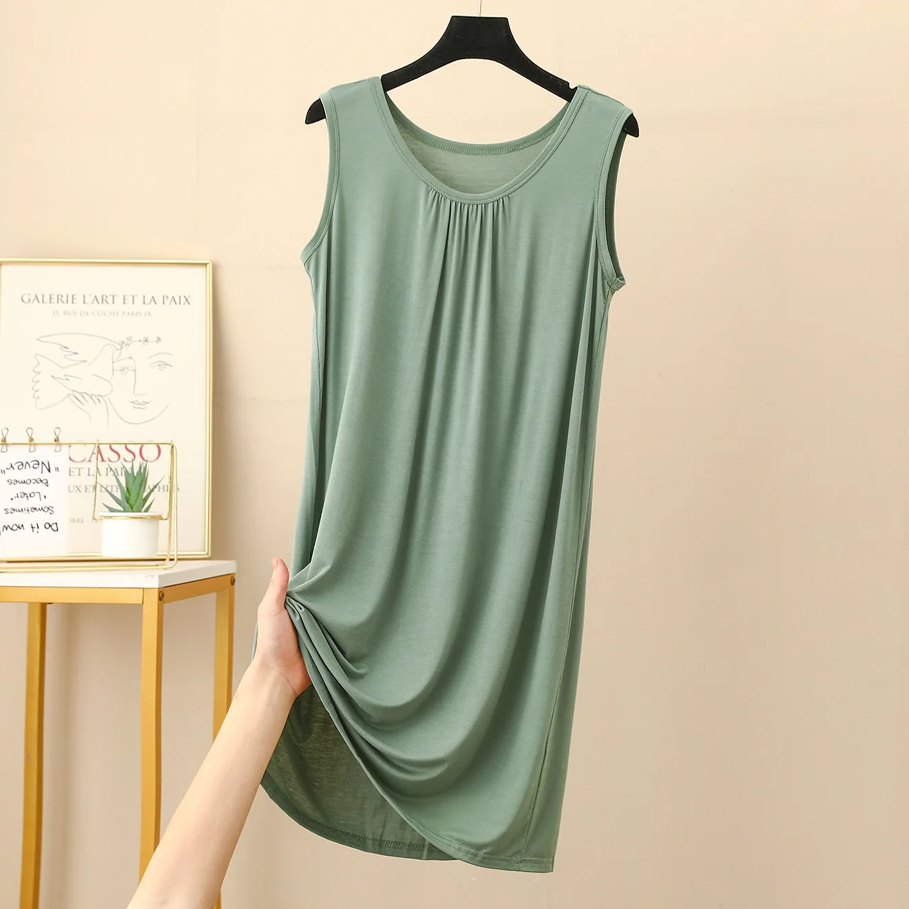 Платье-жилет без рукавов из модала Женская домашняя одежда летние тонкие ночные