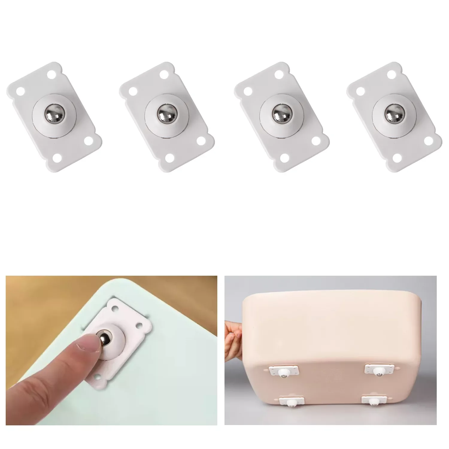 

Adhesive Stainless Steel Pulley Universal Furniture Storage Box Roller Self Casters Pulley For Cabinet 360° Caster No Noise