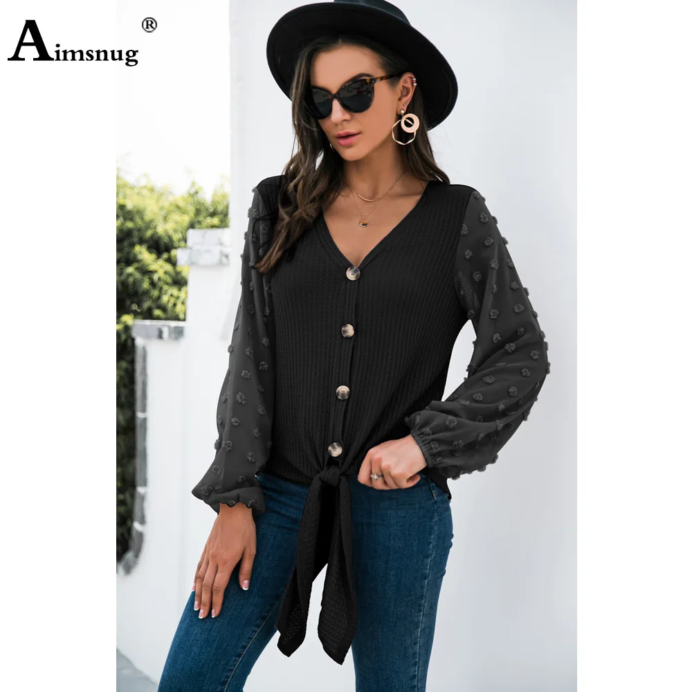 

Women Latest Casual Shirts Clothing 2022 Summer New Patchwork Dots T-shirt Short Sleeve Waffle Top Buttons Fly Pullovers Femme