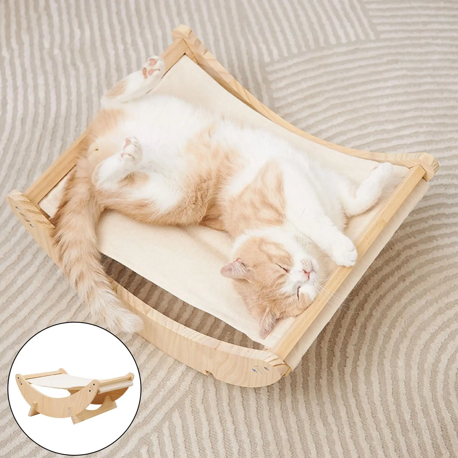 

Wooden Cat Scratching Hammock Bed for Cat, Small Dog Playing Bed Scratching Board Cat Sleeping Bed Elevated Scratcher Bed