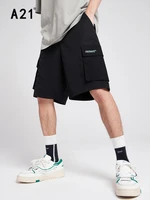 a21 men casual baggy black sports shorts for summer 2022 fashion new embroidery cargo shorts male oversized straight sweatshorts