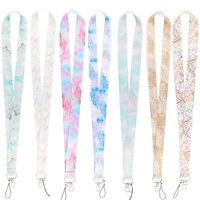 marble printing neck strap keychain lanyard for keys women id badge holder keycord diy hanging rope cell phone accessories