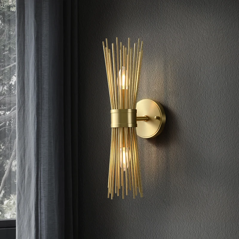 

Modern Light Luxury Living Room Background Wall Lamp Creative Balcony Aisle Copper Wall Lamp Bedroom Bedside Lamp
