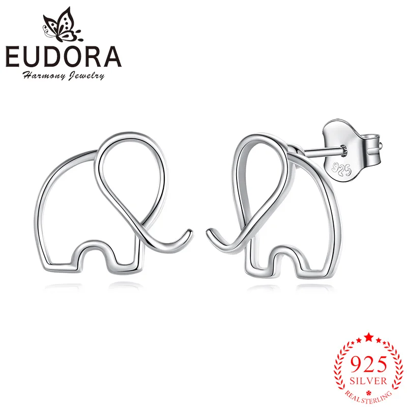 

Eudora 925 Sterling Silver Cute Elephant Stud Earrings Simple Animal Hypoallergenic Stud Earrings Fashion Ladies Jewelry Gift