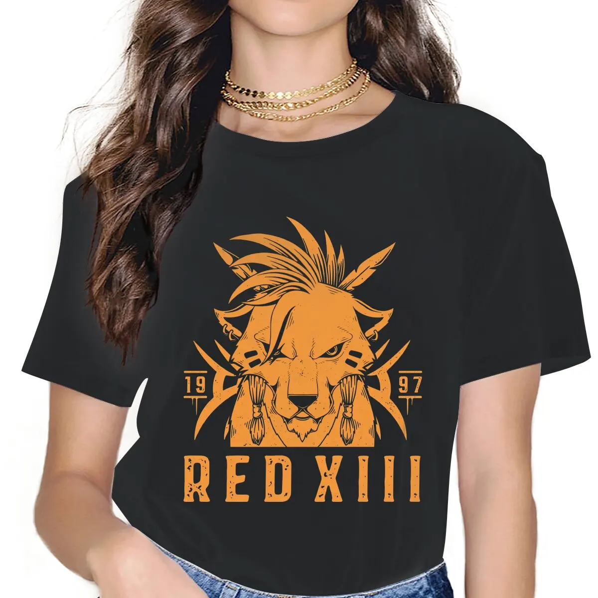 

Red XIII Cute Girls Women T-Shirt Final Fantasy XIV Game 5XL Blusas Harajuku Casual Short Sleeve Vintage Tops