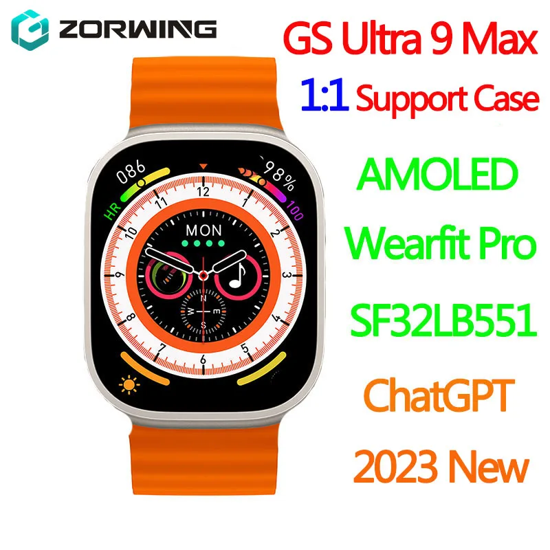 

GS Ultra 9 Max ChatGPT Amoled 49mm 2.2 Inch Smart Watch Men Series 8 Wireless Bluetooth Call Smartwatch Women 2023 Case 1:1