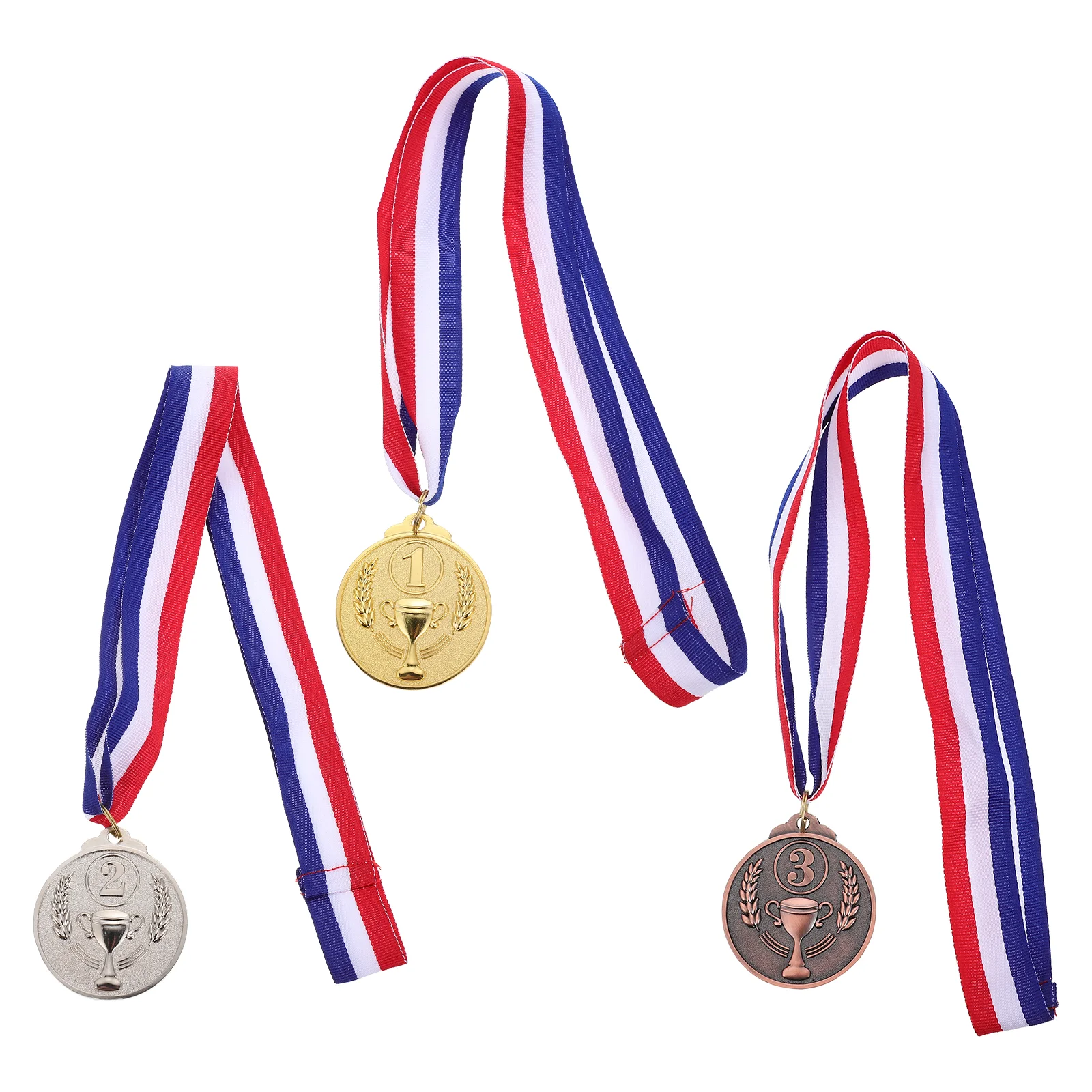 

3 Pcs The Medal Plastic Medals Kids Sports Prize Awards School Gold With Ribbon Zinc Alloy Metal Competition Child Reward