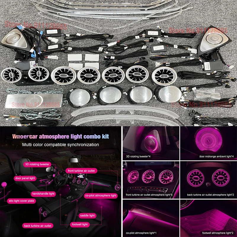 

LHD RHD 64-Color LED full-car environmental lighting OBDFor Mercedes-Benz C-Class GLC W205 X253 C200 C300 Air Vent Ambient Light