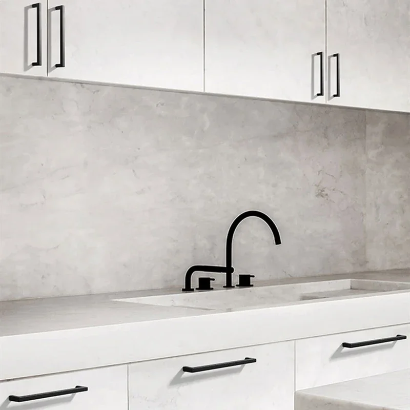 Квадратные матовые ручки для шкафа алюминиевый сплав черные кухонного ящиков