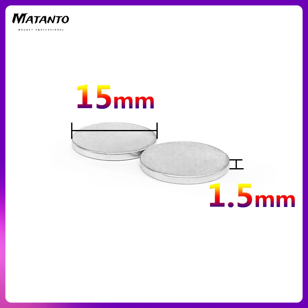 

10/20/50/100/200PCS 15x1.5 Round Strong Powerful Magnets 15mmx1.5mm Disc Neodymium Permanent Magnets 15x1.5mm N35 15*1.5