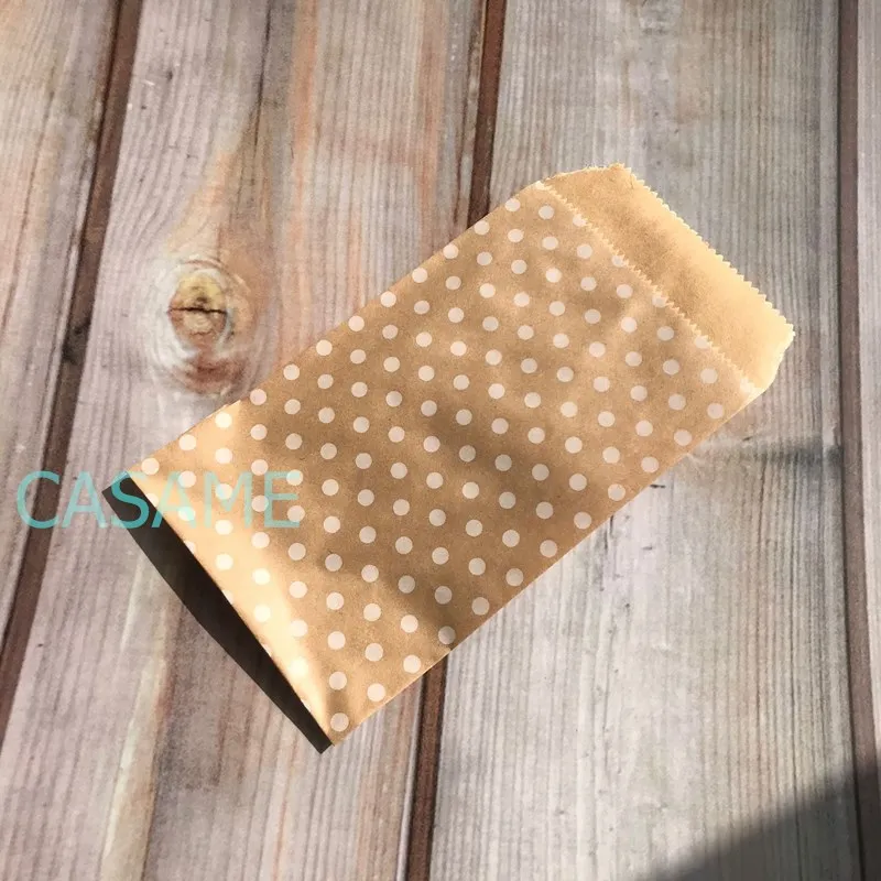 

Крафт-бумажные пакеты Casame с шевроном в горошек 25 шт.