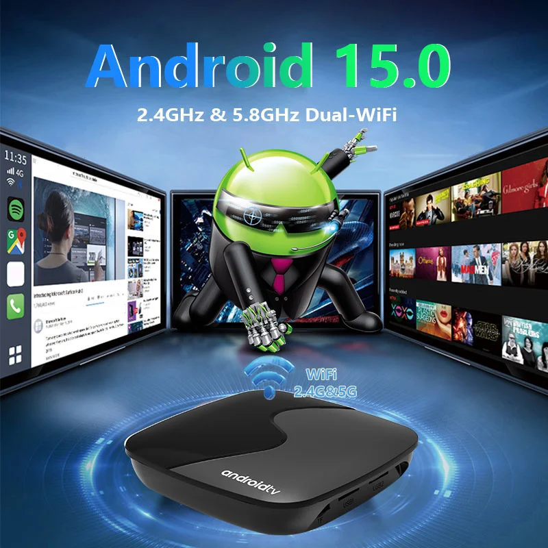 Фото ТВ-приставка Q96 A6 Smart HD 4K 10K 3D 8GB 128GB Медиаплеер Android 15.0 Allwinner H313 S Quad Core 5G 4G WiFi Smart TV Box IPTV №2
