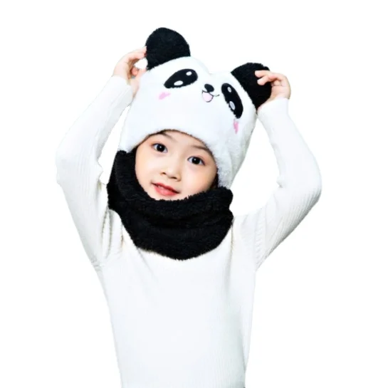 Cartoon Hat for Girls Boys Scarf Thicken Cap Newborn Photography Baby Stuff Winter Children Plus Fleece Kids Caps 1-18Years |