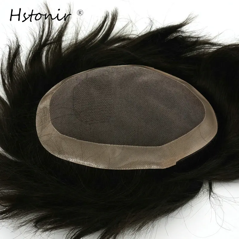 Hstonir Men Accessories Wigs For Men 100% Human Hair Mono Lace Hair Pieces For Men Hair Toupee Indian Remy Hair H008