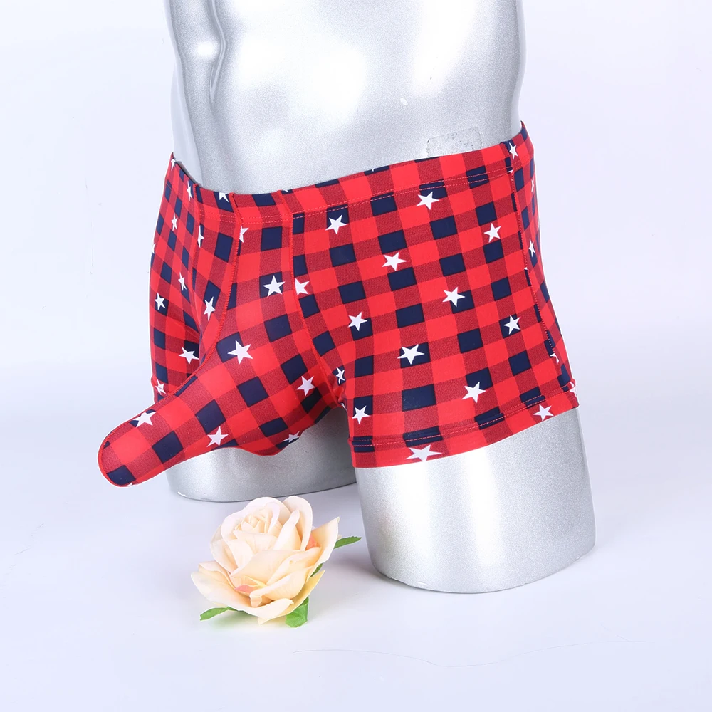 Мужские трусы-боксеры из ледяного шелка с носом слона дышащие сеткой бикини