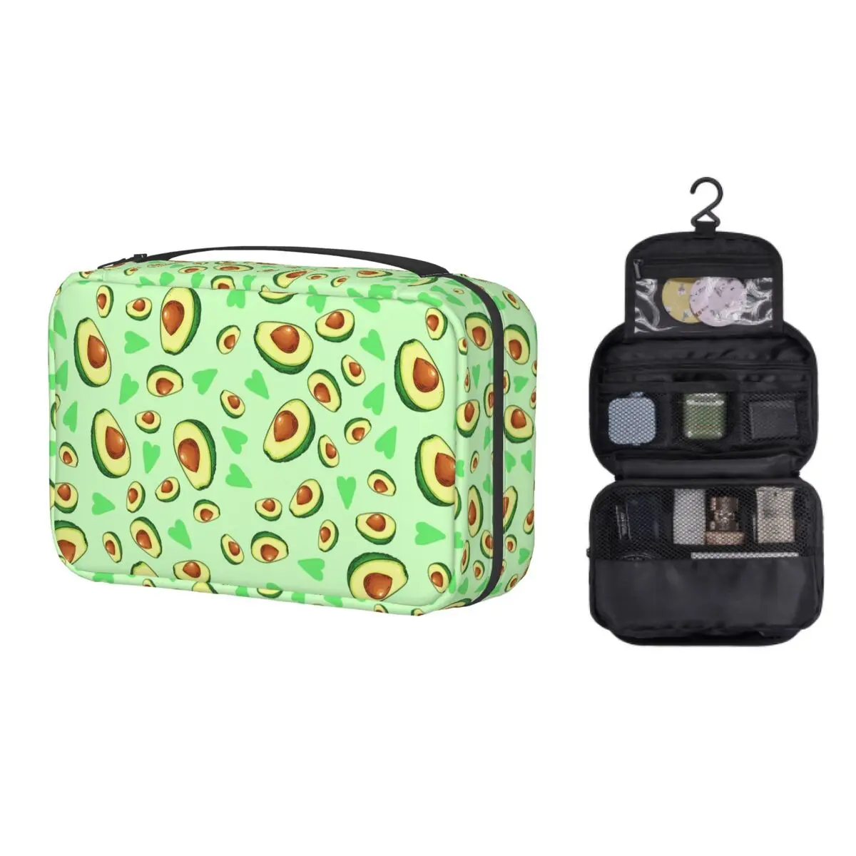 

Дорожная косметичка с узором сердца авокадо на заказ, Женский органайзер для туалетных принадлежностей, женский набор для хранения космети...