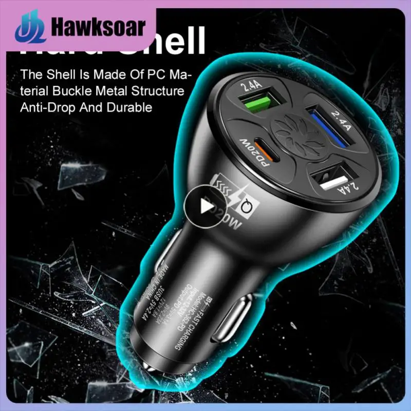 

Pd20w Portable Car Charger Practical Car Charger Adapter Universal Cigarette Lighter Car Supplies 12v-24v Multifunctional 4-port