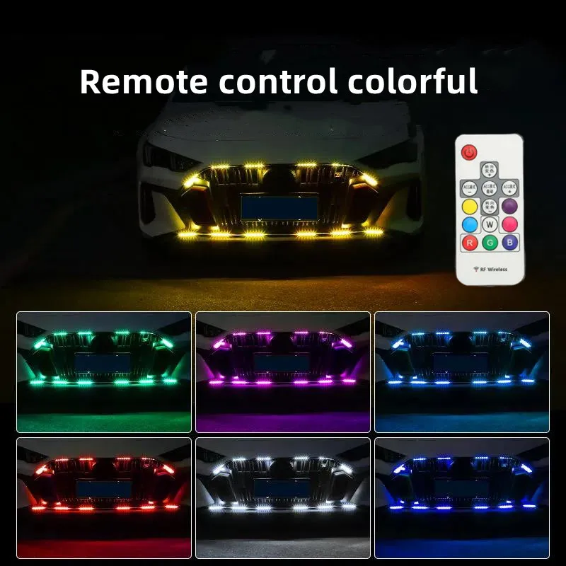 

Led Grill Light Eagle Eye Universal Car RGB Control No Punching Auto Daytime Running Warning Grid Exterior Accessories