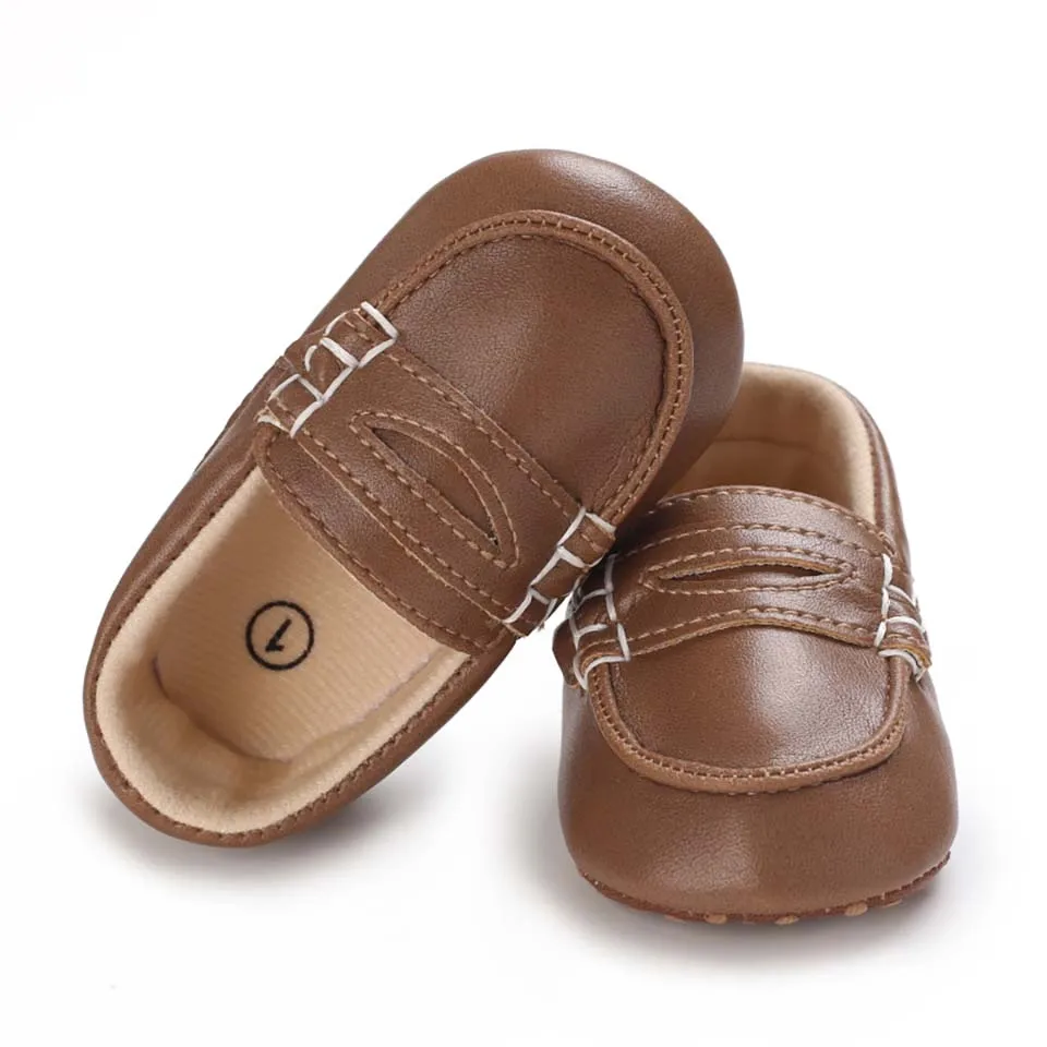 Обувь для новорожденных девочек и мальчиков кожаная нескользящая обувь на