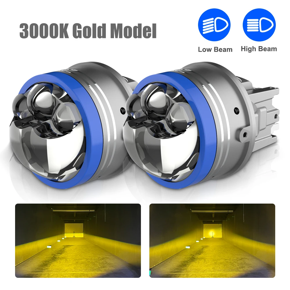 

2x 3-дюймовый автомобильный билазерный светодиодный проектор с линзой противотуманной фары 12 В 150 Вт 3000 К 6000 К для Toyota Honda Универсальная противотуманная фара Retrof