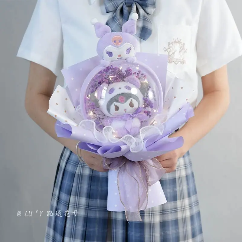 

Cute Cartoon Kuromi Plush Bouquet My Melody Sanrio Cinnamoroll Hello Kitty Plush Doll Toy Girl Christmas Valentine's Day Gifts