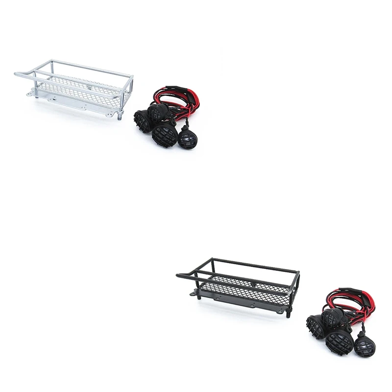 

For WPL D12 1/10 RC Car Drift Metal Carrier Roof Rack With LED Light
