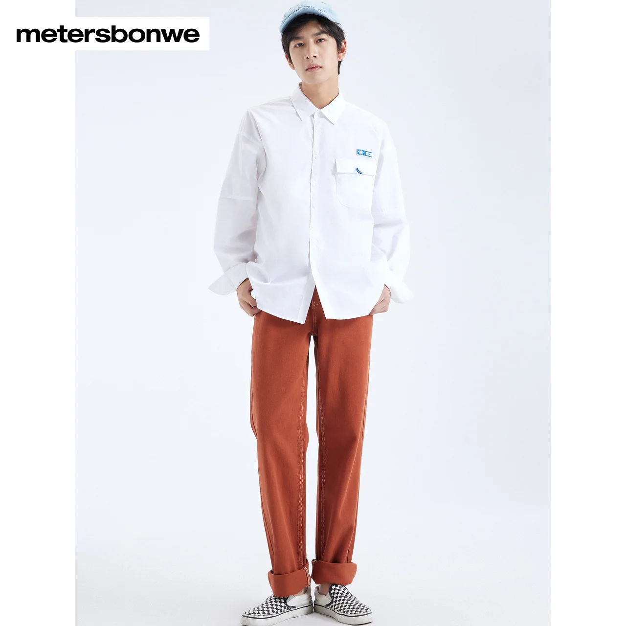 Metersbonwe Autumn Mom Jeans For Men Light Bule Pure Cotton Loose Denim Trousers Casual High Quality Traditional Straight Jeans