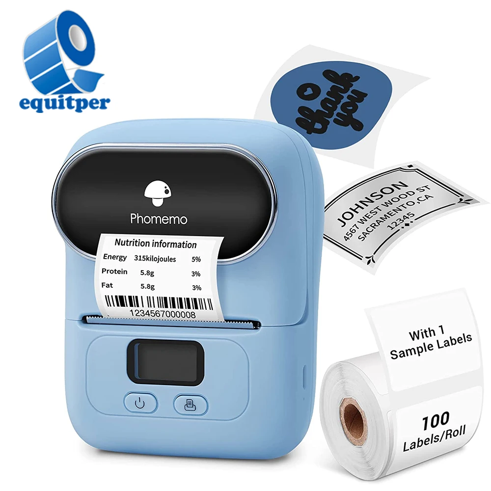 EQUITPER Price Tag Printer Home Clothing Tag Thermal Printer Handheld Barcode Printer  Sticker Printer  Free Label Paper