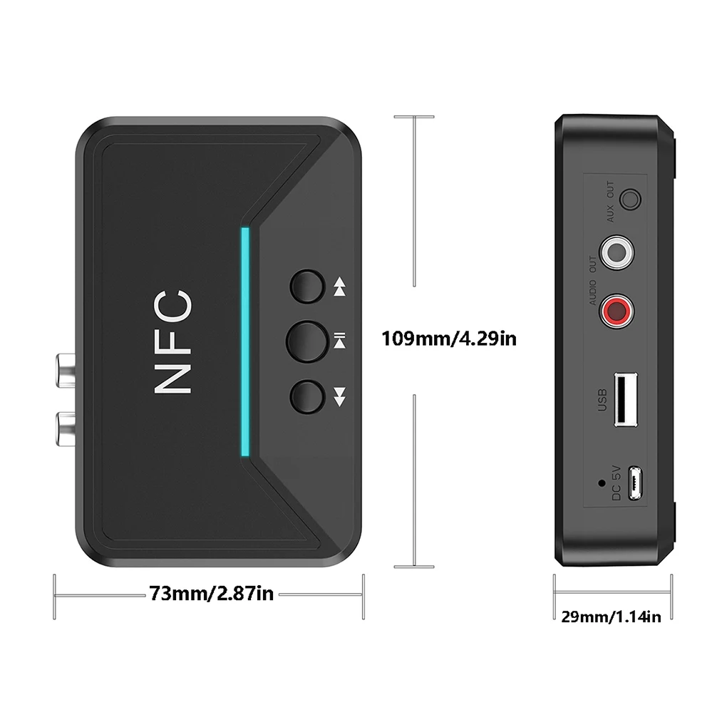 

NFC 5,0 Bluetooth-совместимый приемник A2DP AUX 3,5 мм разъем USB Смарт-воспроизведение стерео аудио беспроводной адаптер для автомобильного комплекта д...