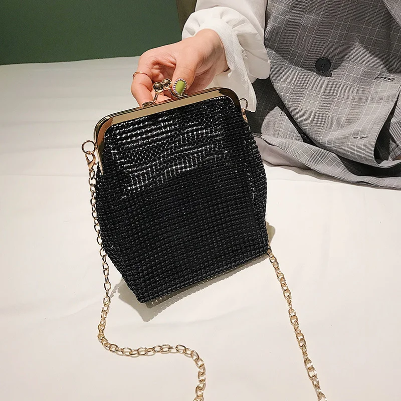 

Fashion Chain Straw Kiss Lock Shell Women's Handbags Vintage Designer Bag Women Shoulder Crossbody Bag Messanger Bags